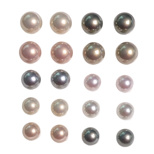 DIY pearl beads in 4 metallic shades for jewelry making, 20-piece round set