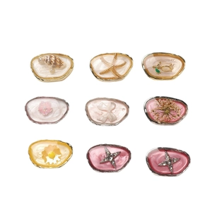 Set of 9 mixed ocean style resin charms with dried flowers and starfish for jewelry DIY