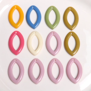Pendentifs Ajourés en Acrylique Marquise Forme de Feuille pour Bijoux DIY Boucles d'Oreilles Collier Accessoires Couleur Unie