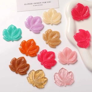 Colorful maple leaf resin charms for DIY jewelry making and handmade accessories set