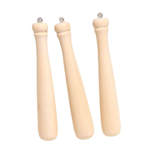 Tres colgantes de bate de béisbol de madera con ojales de metal para llaveros DIY