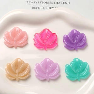 Set of 6 colorful resin maple leaf charms for DIY earrings and jewelry accessories