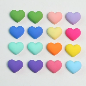 Colorful macaron heart-shaped acrylic beads with matte finish for DIY jewelry making