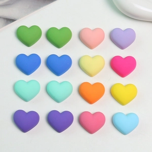 Matte macaron heart-shaped acrylic beads for DIY jewelry making and craft projects