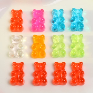 Set of 12 colorful resin gummy bear charms for DIY jewelry and accessories making