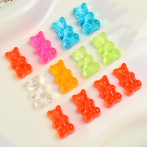 Colorful translucent resin gummy bear charms for DIY jewelry and phone case making