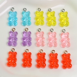 Translucent Candy Color Gummy Bear Resin Pendants With Metal Loop For DIY Jewelry Making Earrings Bracelets Necklace Charms Material