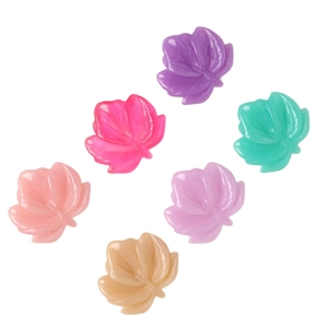 Set of six colorful resin maple leaf charms with detailed veins for DIY earring making