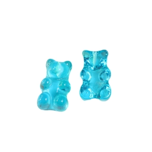 Transparent lake blue resin bear pendants for DIY jewelry making and craft accessories