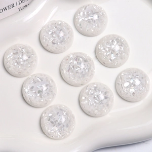 Cabochons ronds en résine nacrée blanche pour barrettes DIY et décoration de coques