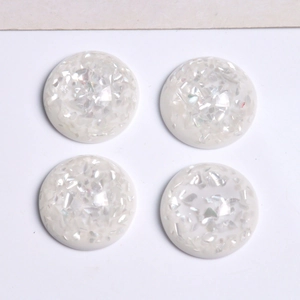 Cabochon Rond en Résine à Coquille Blanche Broyée Dôme de Nacre Iridescente Pour Matériel de Bricolage Bijoux Pince à Cheveux