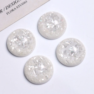 Lot de quatre pièces rondes en résine blanche de 25 mm pour bijoux et accessoires DIY
