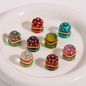 Miniature colorful resin burger beads for DIY handmade jewelry and craft accessories