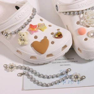 Handgefertigte Harz Künstliche Perle Blume Schuhkette Für Clogs Dekoration DIY Schuh Charms Mit Metall Karabinerverschluss Damen Schmuck