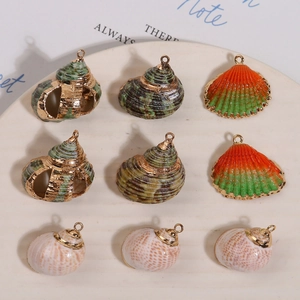 Pendentif Coquillage Naturel Bord Doré Accessoire de Bijoux DIY pour Fabrication de Collier Boucles d'Oreilles Breloque