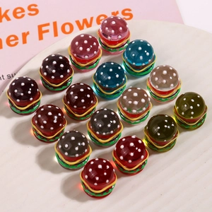 Mini resin hamburger DIY charms for jewelry making in various vibrant colors
