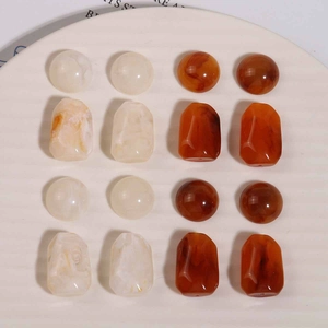 Vintage Irregular Marbled Resin Beads DIY Earring Making Amber White Translucent Jewelry Parts Half Round And Bead