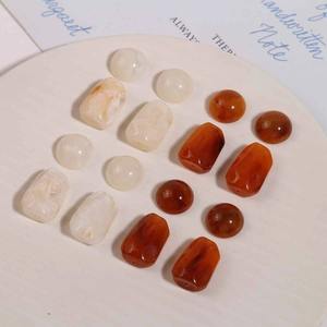 Retro resin beads in marble white and amber tones for DIY earring jewelry making