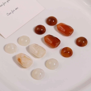 Polished resin beads in reddish-brown and cream white for DIY jewelry making