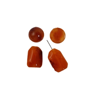 Handmade amber resin jewelry beads set with irregular vintage round and rectangle shapes