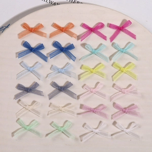 Lot de 24 nœuds en organza colorés pour accessoires de cheveux DIY et décoration d'ongles