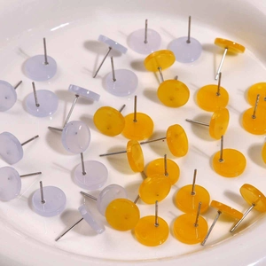 Sweet Girly Jelly Color Acrylic Round Stud Earrings Minimalist Geometric DIY Jewelry Making Accessories Earring Post