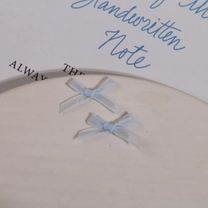 Détail de nœuds en organza bleu clair pour le nail art et les accessoires de mode