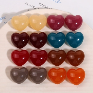 Perles en Résine en Forme de Cœur Gonflé pour la Fabrication de Bijoux DIY Breloques en Cœur Couleur Gelée pour Boucles d'Oreilles