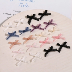 Colorful organza mesh butterfly bows set for DIY nail art and handmade accessories