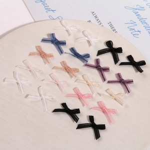 Mini organza fabric bow accessories in assorted colors for DIY nail art and clothing decor
