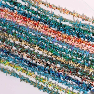 Cuentas de turquesa con forma de estrella de mar y textura para joyería DIY