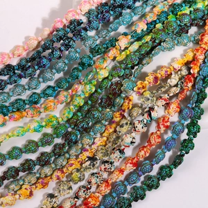 Cuentas de Tortuga Marina de Piedra Turquesa Sintética Pintura de Salpicadura Artística Cuentas Sueltas para Hacer Joyería DIY Pendientes Pulsera Collar Colgante Accesorios