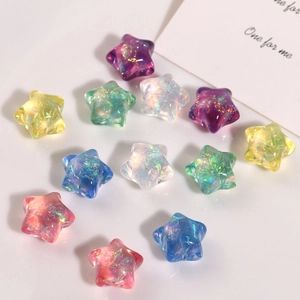 Perles étoiles 3D en résine aurore colorée pour bijoux DIY et loisirs créatifs