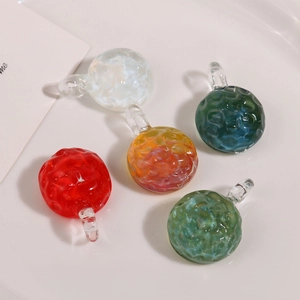 Translucent textured glass bead charms in various colors for DIY jewelry making