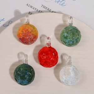 Handmade translucent textured glass sphere pendants for DIY jewelry and necklaces