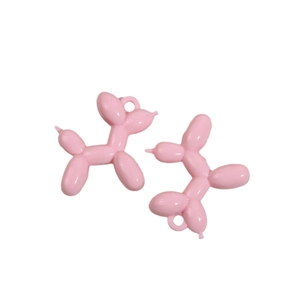 Paar roze acryl ballonhond bedeltjes met gepolijste afwerking voor DIY sieraden maken