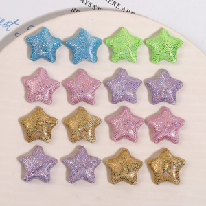 Patchs en Tissu à Paillettes Scintillantes Forme Étoile Cœur Style Coréen pour Fabrication de Bijoux DIY Accessoires Épingles à Cheveux Boutons Décoration