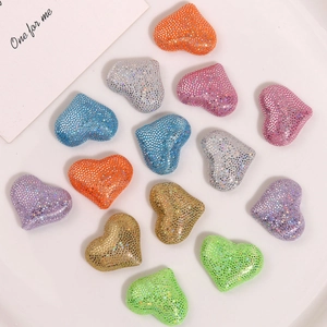 Gekleurde glitter hartvormige stoffen patches voor DIY haaraccessoires en sieraden maken