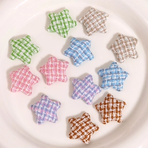 Star-shaped houndstooth tweed fabric patches for DIY hair accessories and clothing