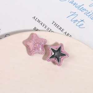 Détails de breloques étoiles pailletées roses avec dos argenté pour bijoux artisanaux