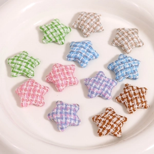 Colorful houndstooth fabric star patches for DIY headwear and craft accessories