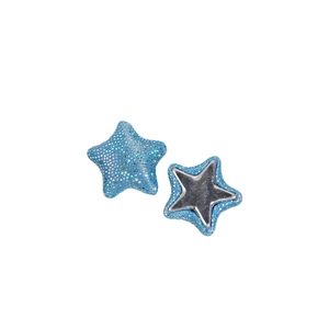Patchs étoile pailletés bleu brillant avec base en métal argenté pour bijoux DIY