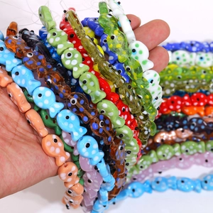 Colorful fish ceramic beads with polka dots for handmade DIY bracelet and jewelry making
