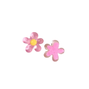 DIY pink glitter resin flower charm set for sweet Korean style hair accessories and clips