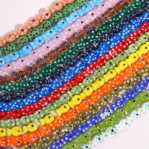 Colorful handmade ceramic fish beads with polka dots for DIY jewelry making