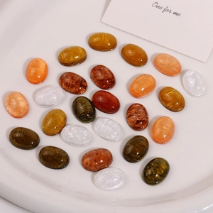 Mixed color oval resin cabochons with vintage marble texture for DIY jewelry making