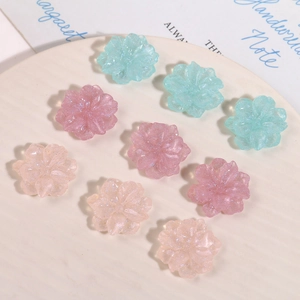 Funkelnde Harzblumen in Blau und Rosa für DIY-Schmuck und Haarschmuckzubehör