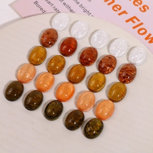 Oval resin cabochons with marble texture and cat eye effect for DIY jewelry making