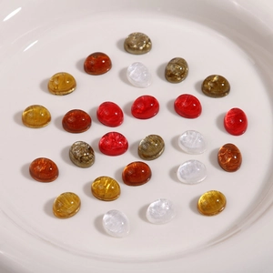 Polished oval resin glitter cabochons in mixed colors for DIY jewelry making
