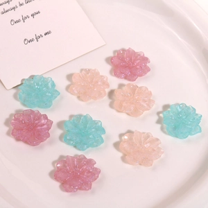 Glitzernde Kunstharzblumen in Blau und Rosa für DIY-Schmuck und Haarzubehör